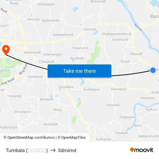 Tumbala (ತುಂಬಳ) to Sdmimd map