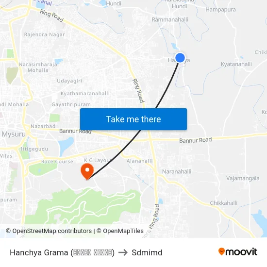 Hanchya Grama (ಹಂಚ್ಯ ಗ್ರಾಮ) to Sdmimd map