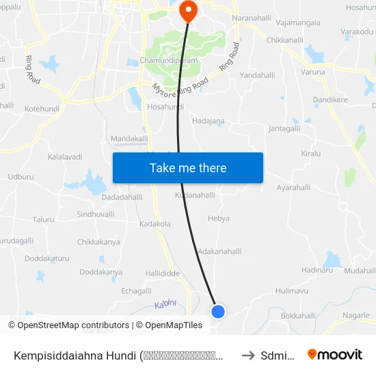 Kempisiddaiahna Hundi (ಕೆಂಪಿಸಿದ್ದಯ್ಯನಹುಂಡಿ) to Sdmimd map