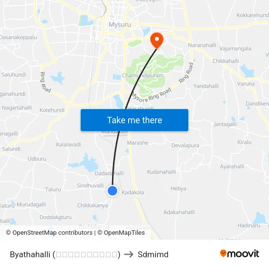 Byathahalli (ಬ್ಯಾತಹಳ್ಳಿ) to Sdmimd map