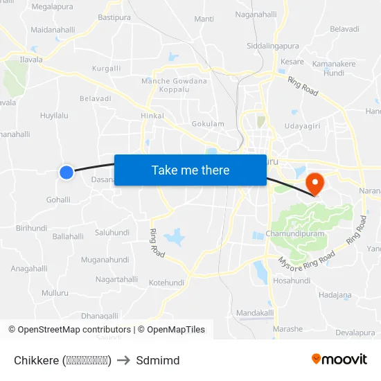 Chikkere (ಚಿಕ್ಕೆರೆ) to Sdmimd map
