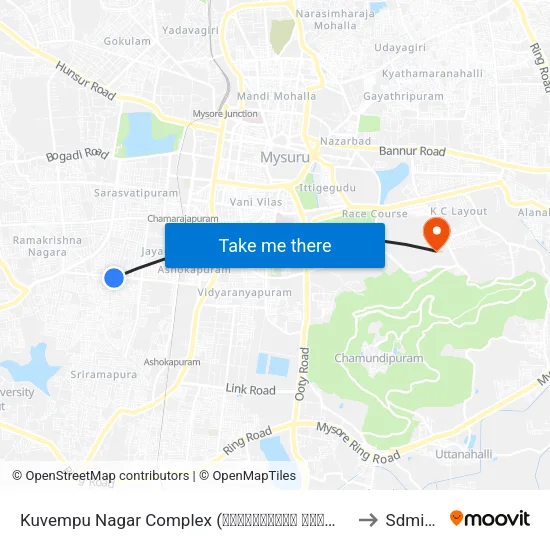 Kuvempu Nagar Complex (ಕುವೆಂಪುನಗರ ಕಾಂಪ್ಲೆಕ್ಸ್) to Sdmimd map