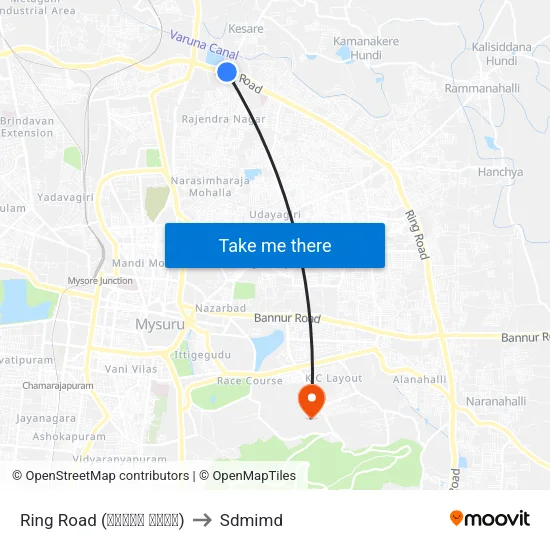 Ring Road (ರಿಂಗ್ ರೋಡ್) to Sdmimd map