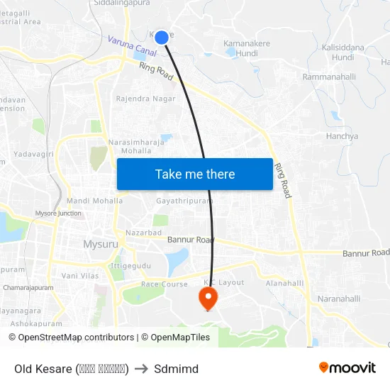 Old Kesare (ಹಳೆ ಕೆಸರೆ) to Sdmimd map
