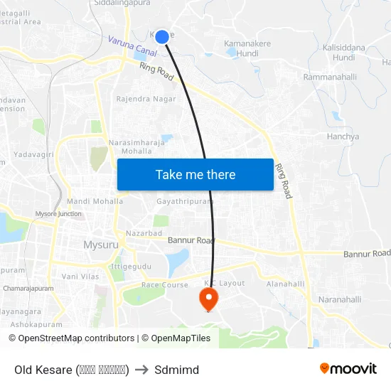 Old Kesare (ಹಳೆ ಕೆಸರೆ) to Sdmimd map