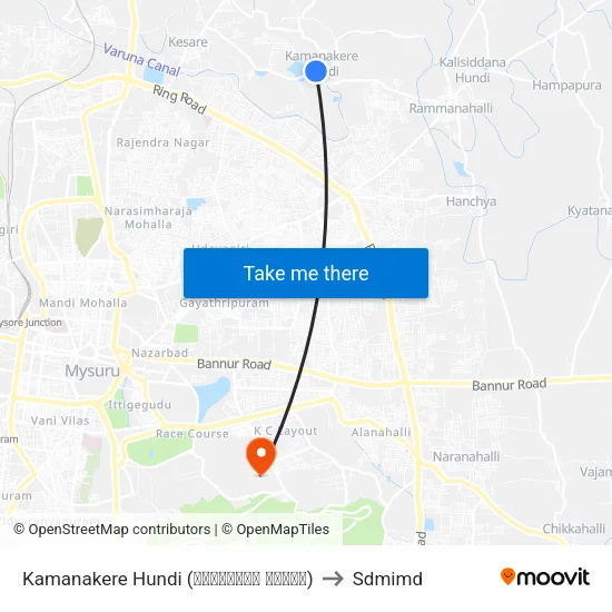 Kamanakere Hundi (ಕಾಮನಕೆರೆ ಹುಂಡಿ) to Sdmimd map