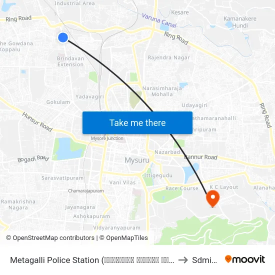 Metagalli Police Station (ಮೆಟಗಳ್ಳಿ ಪೋಲೀಸ್ ಸ್ಟೇಷನ್) to Sdmimd map