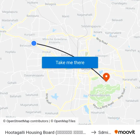 Hootagalli Housing Board (ಹೂಟಗಳ್ಳಿ ಹೌಸಿಂಗ್ ಬೋರ್ಡ್‌) to Sdmimd map