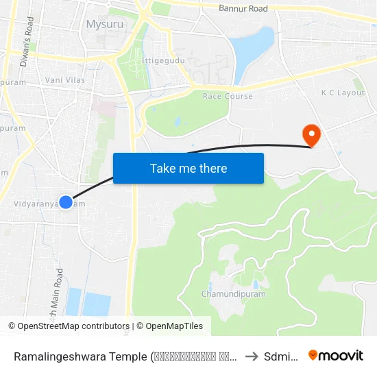 Ramalingeshwara Temple (ರಾಮಲಿಂಗೇಶ್ವರ ದೇವಸ್ಥಾನ) to Sdmimd map