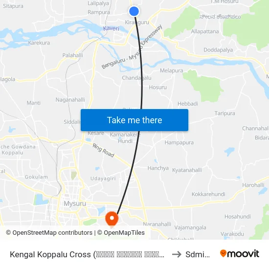 Kengal Koppalu Cross (ಕೆಂಗಳ ಕೊಪ್ಪಲು ಕ್ರಾಸ್) to Sdmimd map