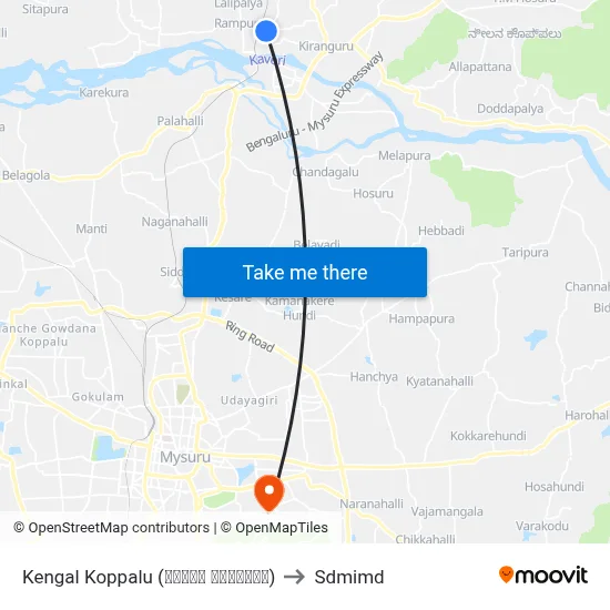 Kengal Koppalu (ಕೆಂಗಳ ಕೊಪ್ಪಲು) to Sdmimd map