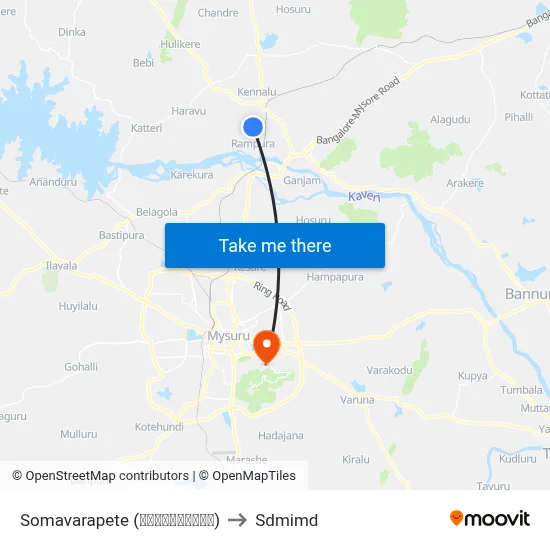 Somavarapete (ಸೋಮವಾರಪೇಟೆ) to Sdmimd map