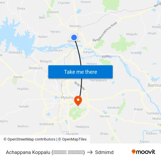 Achappana Koppalu (ಆಚಪ್ಪನ ಕೊಪ್ಪಲು) to Sdmimd map