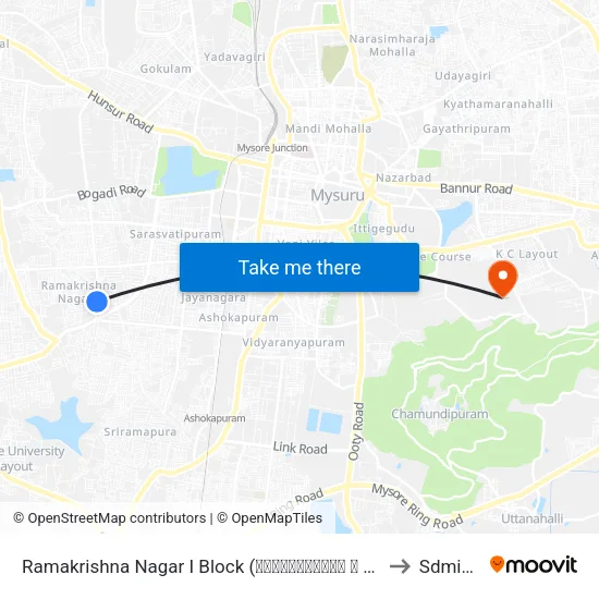 Ramakrishna Nagar I Block (ರಾಮಕೃಷ್ಣನಗರ ಐ ಬ್ಲಾಕ್) to Sdmimd map