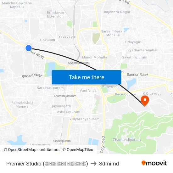 Premier Studio (ಪ್ರೀಮಿಯರ್ ಸ್ಟುಡಿಯೋ) to Sdmimd map