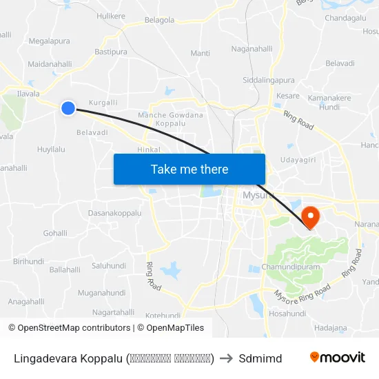 Lingadevara Koppalu (ಲಿಂಗದೇವರ ಕೊಪ್ಪಲು) to Sdmimd map