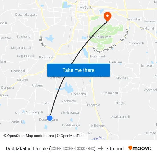 Doddakatur Temple (ದೊಡ್ಡ ಕಾತೂರು ದೇವಸ್ಥಾನ) to Sdmimd map
