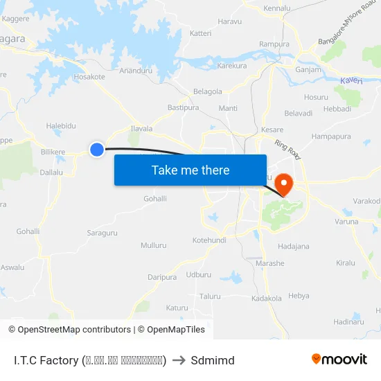 I.T.C Factory (ಐ.ಟಿ.ಸಿ ಕಾರ್ಖಾನೆ) to Sdmimd map