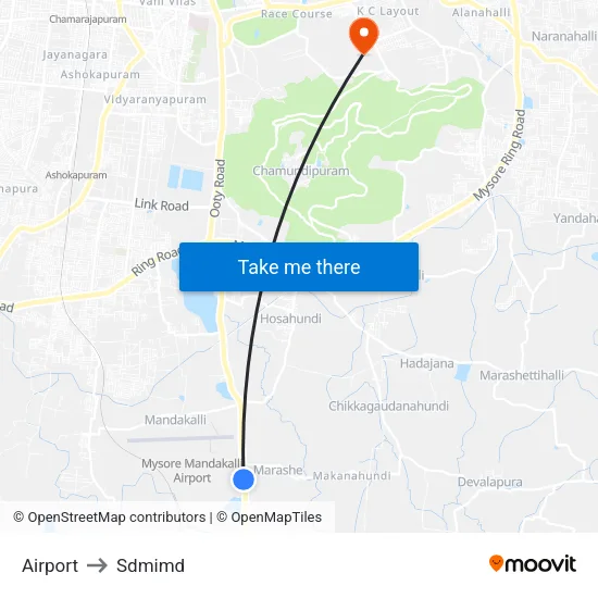 Airport to Sdmimd map