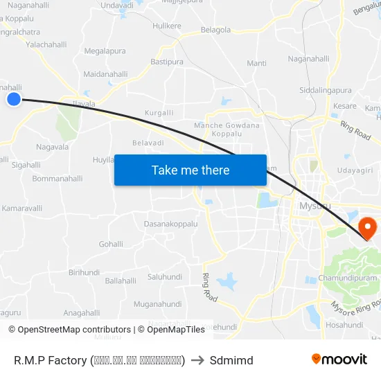 R.M.P Factory (ಆರ್‌.ಎಂ.ಪಿ ಕಾರ್ಖಾನೆ) to Sdmimd map
