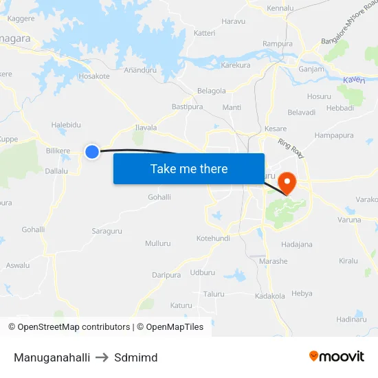 Manuganahalli to Sdmimd map