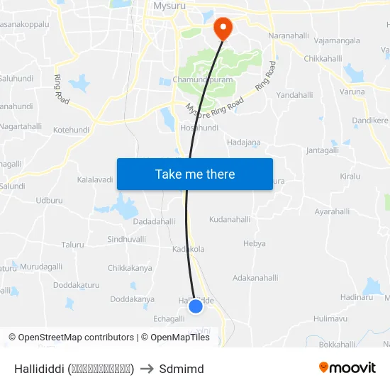Hallididdi (ಹಳ್ಳಿದಿಡ್ಡಿ) to Sdmimd map