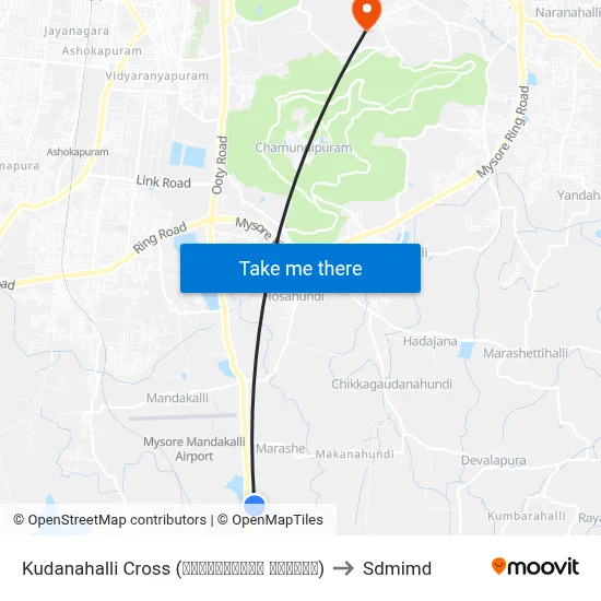 Kudanahalli Cross (ಕುಂದನಹಳ್ಳಿ ಕ್ರಾಸ್) to Sdmimd map