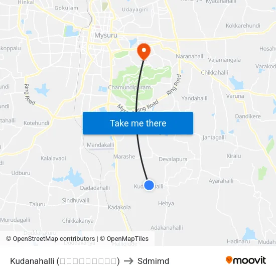 Kudanahalli (ಕುದನಹಳ್ಳಿ) to Sdmimd map