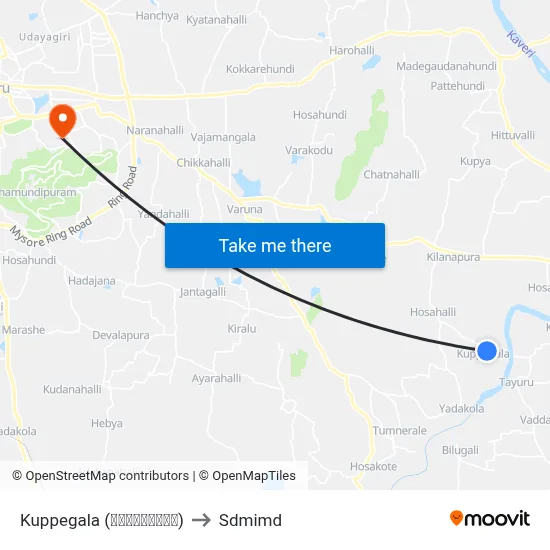 Kuppegala (ಕುಪ್ಪೇಗಾಲ) to Sdmimd map