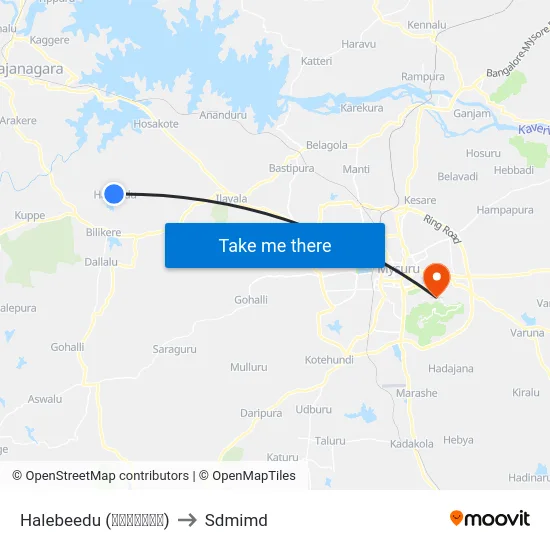 Halebeedu (ಹಳೇಬೀಡು) to Sdmimd map