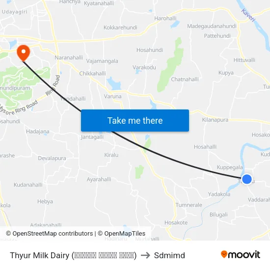 Thyur Milk Dairy (ತೈಯೂರು ಹಾಲಿನ ಡೈರಿ) to Sdmimd map