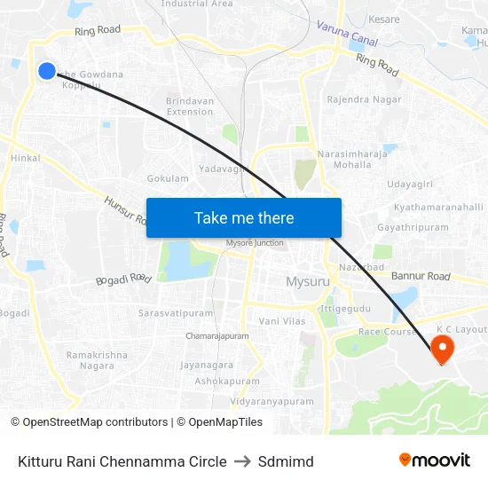 Kitturu Rani Chennamma Circle to Sdmimd map