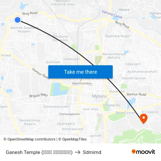 Ganesh Temple (ಗಣೇಶ ದೇವಸ್ಥಾನ) to Sdmimd map