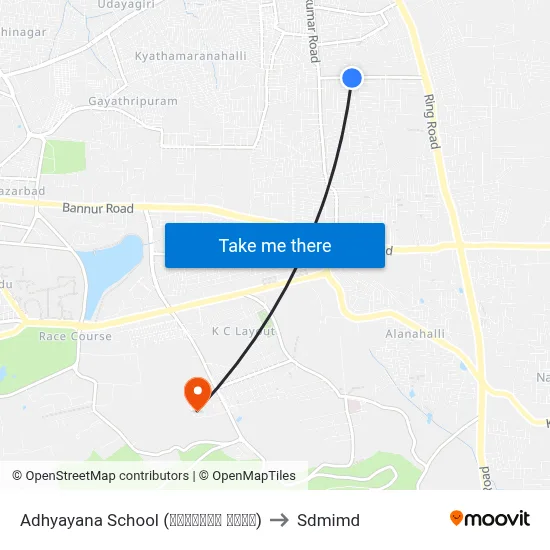 Adhyayana School (ಅಧ್ಯಾಯನ ಶಾಲೆ) to Sdmimd map