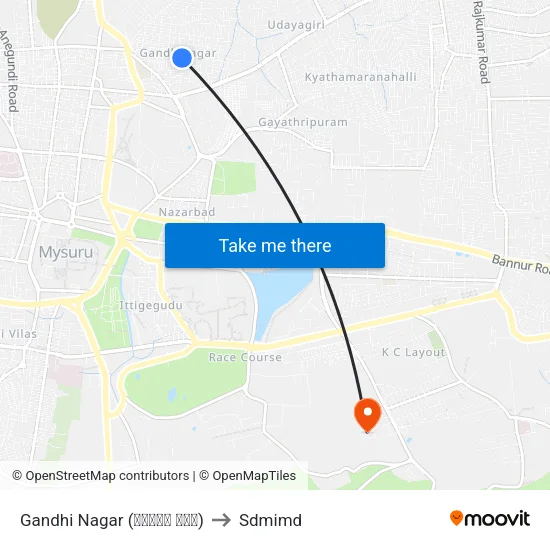 Gandhi Nagar (ಗಾಂಧಿ ನಗರ) to Sdmimd map