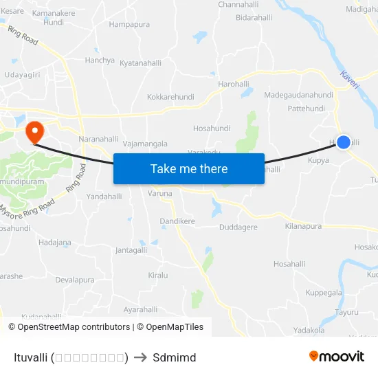 Ituvalli (ಇಟುವಳ್ಳಿ) to Sdmimd map