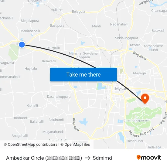 Ambedkar Circle (ಅಂಬೇಡ್ಕರ್‌ ವೃತ್ತ) to Sdmimd map