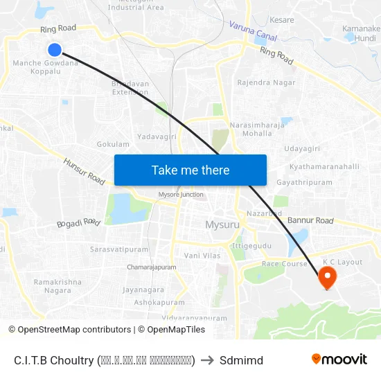 C.I.T.B Choultry (ಸಿ.ಐ.ಟಿ.ಬಿ ಚೌಲ್ಟ್ರಿ) to Sdmimd map