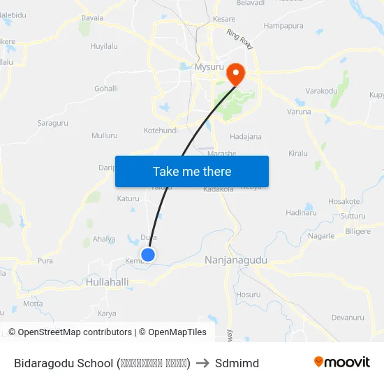 Bidaragodu School (ಬಿದರಗೊಡು ಶಾಲೆ) to Sdmimd map