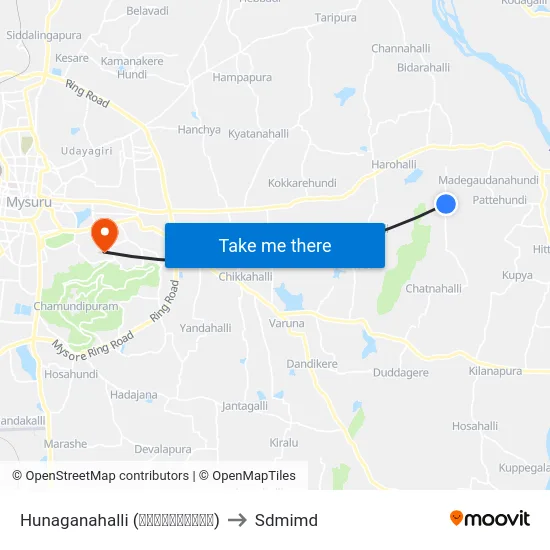 Hunaganahalli (ಹುನಗನಹಳ್ಳಿ) to Sdmimd map