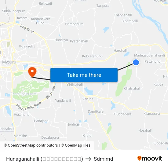 Hunaganahalli (ಹುನಗನಹಳ್ಳಿ) to Sdmimd map