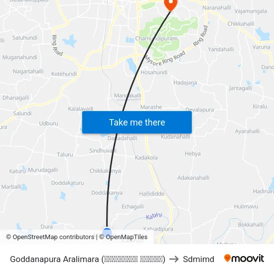 Goddanapura Aralimara (ಗೊಡ್ಡನಪುರ ಅರಳೀಮರ) to Sdmimd map