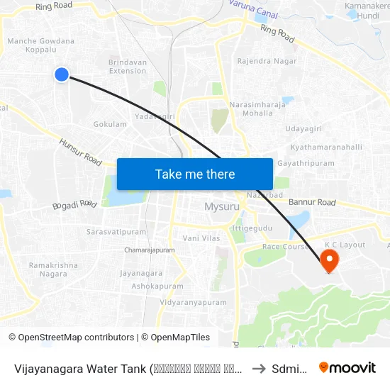 Vijayanagara Water Tank (ವಿಜಯನಗರ ವಾಟರ್ ಟ್ಯಾಂಕ್) to Sdmimd map