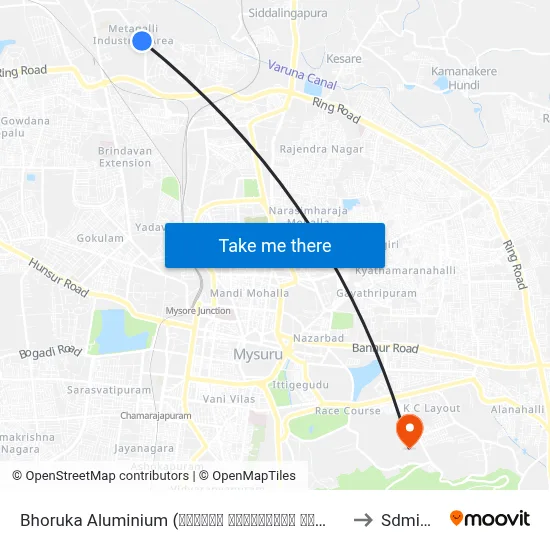 Bhoruka Aluminium (ಭೋರುಕಾ ಅಲುಮಿನಿಯಂ ಪ್ಲಾಂಟ್) to Sdmimd map