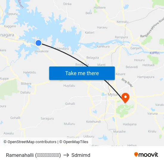 Ramenahalli (ರಾಮೇನಹಳ್ಳಿ) to Sdmimd map