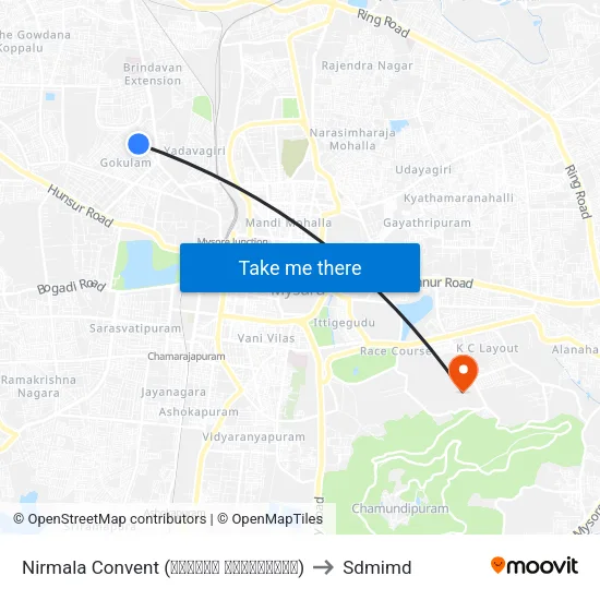 Nirmala Convent (ನಿರ್ಮಲ ಕಾನ್ವೆಂಟ್) to Sdmimd map