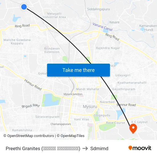 Preethi Granites (ಪ್ರೀತಿ ಗ್ರಾನೈಟ್ಸ್) to Sdmimd map