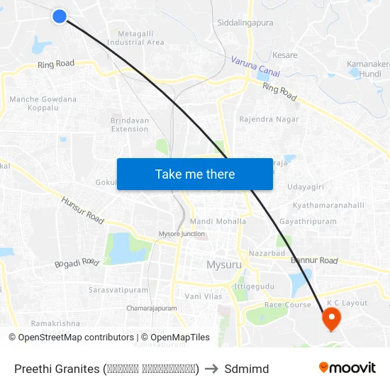 Preethi Granites (ಪ್ರೀತಿ ಗ್ರಾನೈಟ್ಸ್) to Sdmimd map