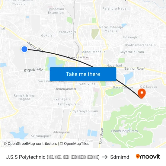 J.S.S Polytechnic (ಜೆ.ಎಸ್.ಎಸ್ ಪಾಲಿಟೆಕ್ನಿಕ್) to Sdmimd map