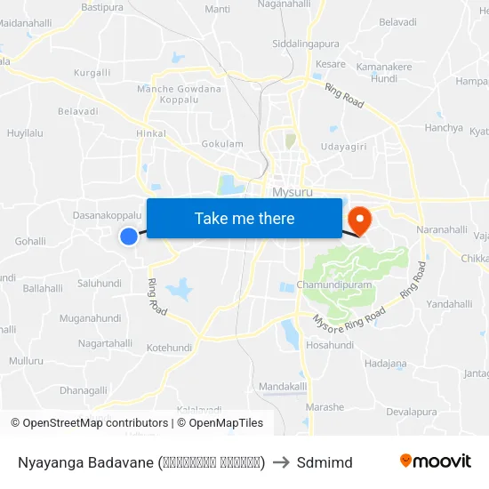 Nyayanga Badavane (ನ್ಯಾಯಾಂಗ ಬಡಾವಣೆ) to Sdmimd map